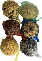 6 mezenbollen - diverse smaken - in net - animalking
