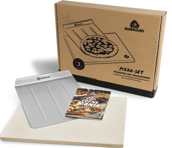 Burnhard Pizzasteen 45 x 35 x 1,5 cm + pizzaschep