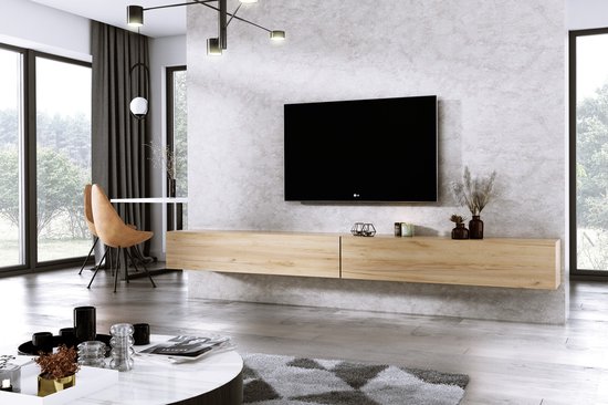 Furniture Square - Meuble TV DIAMOND - Chêne - 300cm (2x150cm) - Meuble TV  suspendu | bol