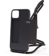 Coque de téléphone Hendy avec cordon - Sophisticated (espace pour les cartes) - Noir - iPhone 14 Plus
