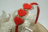 Kersthaarband - Hartjes - Goud - Rood - Diadeem - Kerst - Bows and Flowers