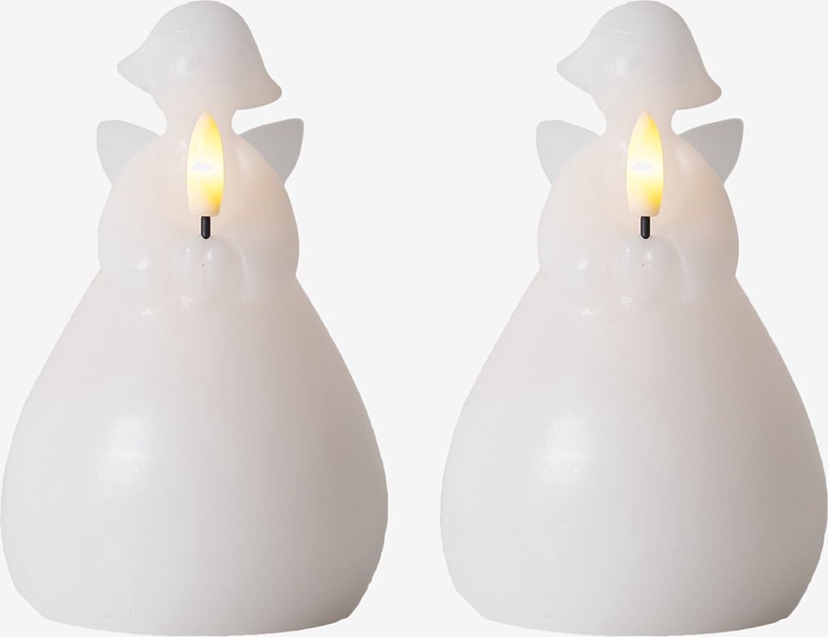 lucia angel | set van 2 | engeltjes van wax | op batterij | LED licht | 10 x 6.5 cm | kerst decoratie | Sirius | cadeautip | kerst | verlichting | engel | wax engel