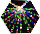 WallClassics - PVC Schuimplaat Hexagon  - Gekleurde Lichtstippen - 30x26.1 cm Foto op Hexagon (Met Ophangsysteem)