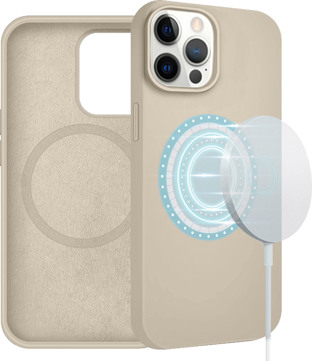 iPhone 12 Mini Siliconen Licht Zand geschikt voor MagSafe - 5,4 inch