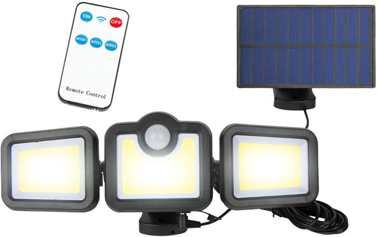 LTC - Solar wandlamp - 108 LED SMD 300LM / IP65 bewegings- en schemersensor