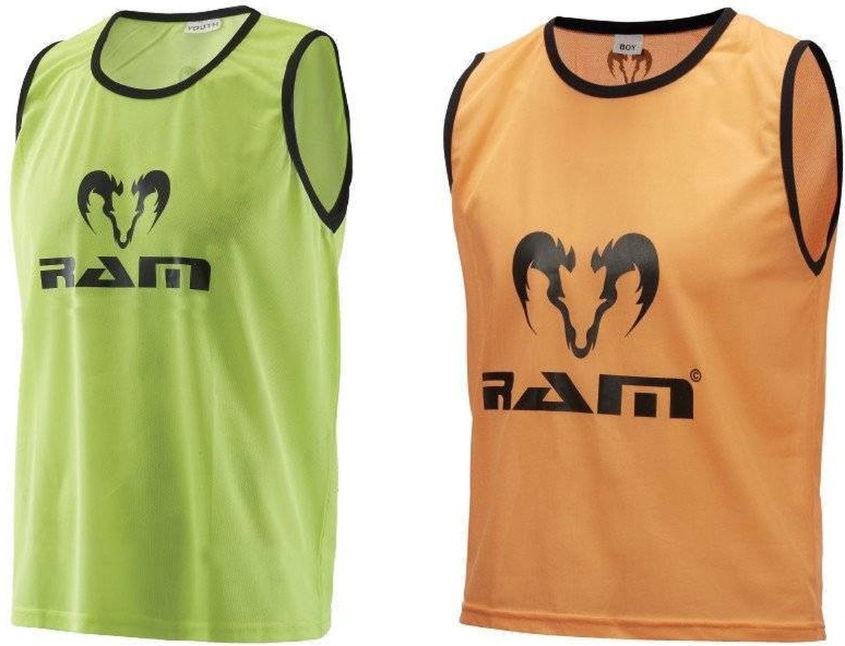 RAM Training Hesjes - Fluoriserend - Met Draagtas - Geel - XL - 10 Trainingshesjes