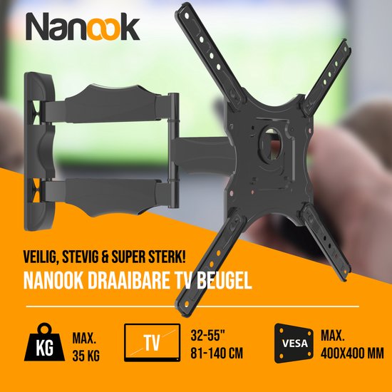 Nanook draaibare TV-beugel - 32-55 Inch - Max. 35 kg - Kantelbaar - VESA 100x100 t/m 400x400