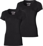 Bamboo T-shirts women basic 2 pak black ronde hals-maat S