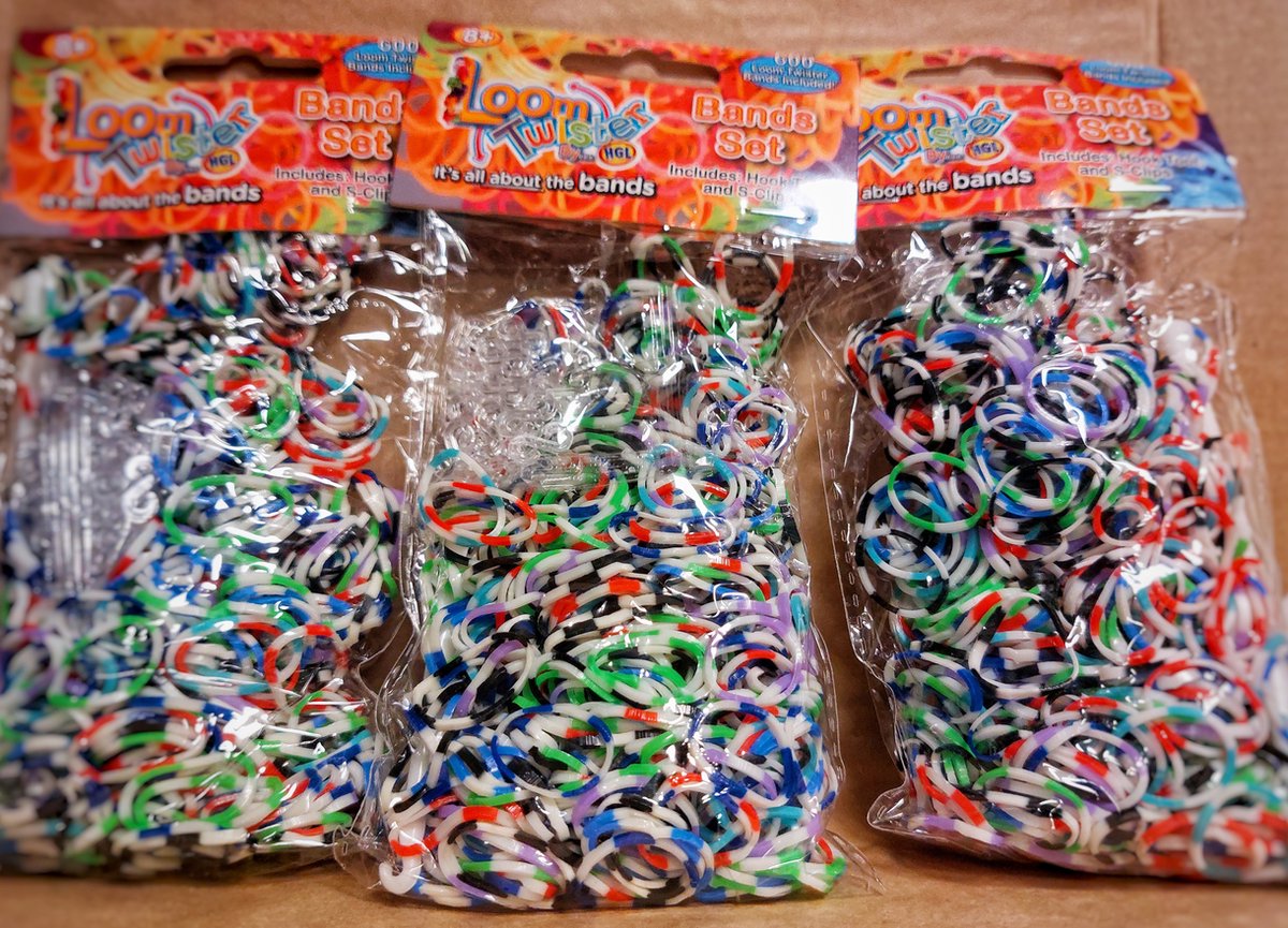3 zakjes Loom Twister Loombandjes Junior Rubber 2 color mix (3 x 600 bandjes) incl tool en haakjes