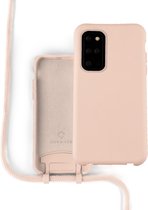 Coverzs Silicone case met koord - Telefoonhoesje met koord - Backcover hoesje met koord - touwtje - voor geschikt voor Samsung Galaxy S21 Plus - roze