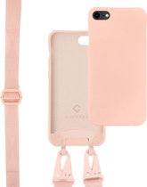 Silicone case met dik koord voor geschikt voor Apple iPhone 11 Pro - hoesje met telefoonkoord - Backcover hoesje met koord - touwtje - roze