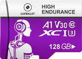 LUXWALLET® XC U3 - 128 GB Micro SD Kaart - TF Klasse 10 - High Endurance - Snelle Gegevensoverdracht - Paars