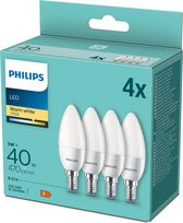 Philips LED-lamp - E14 Kaars - 5 W - Warmwit - (Ø x l) 35 mm x 106 mm - 4 stuk(s)