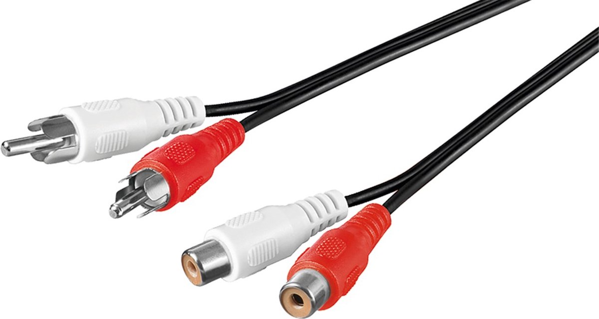 Goobay Tulp stereo audio verlengkabel - zwart - 2,5 meter