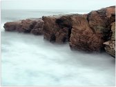 WallClassics - Poster (Mat) - Mist rond Bergen - 40x30 cm Foto op Posterpapier met een Matte look