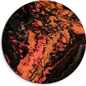 WallClassics - Dibond Muurcirkel - Rood/oranje/Zwarte Verf - 30x30 cm Foto op Aluminium Muurcirkel (met ophangsysteem)