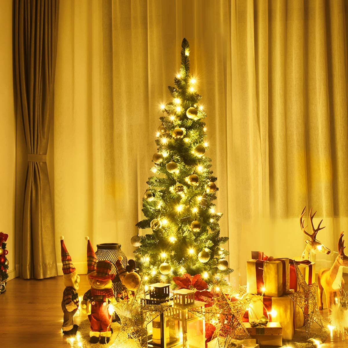 Realistische kunstkerstboom van premium kwaliteit, duurzaam, 135/200 cm, merkloos.
