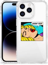 Anti Shock Bumper Case Geschikt voor Apple iPhone 14 Pro Max Smartphone hoesje met doorzichtige rand Popart Oh Yes