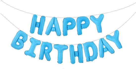 HCRXVV Verjaardagsdecoratie, blauw, 9 jaar, jongens, verjaardagsdecoratieset, blauwe Happy Birthday-slinger, banner, folieballon, jongens, feestdecoratie, verjaardagsfeest voor woonkamer, ballonnen