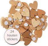 Stickers Gouden Hartjes van Hout - 24 Houten Stickers Gouden Hart - Knutselstickers - Cadeaustickers - Valentijn - Liefde - Kadostickers - Knutselen Meisjes - Kaarten Maken - Knutselen Volwassenen - Stickers Volwassenen