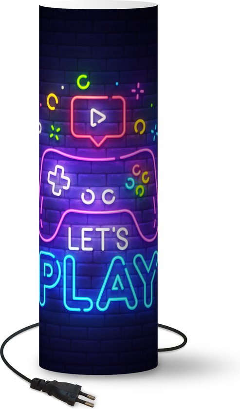 Lampe Gaming - Neon - Let's Play - 50 cm de haut - Ø16 cm - Y compris lampe  LED