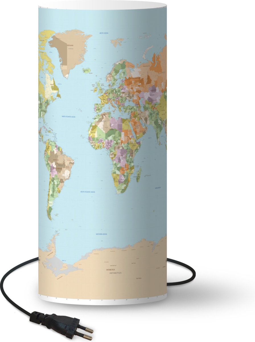 Lamptiger Tafellamp - Wereld - Ø 30 Cm - E14 - Multicolor