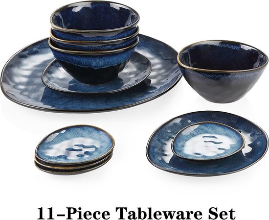 Serviesset - Keramische - Starry blauw - 11 Delig - Serveerschaal -  Dessertbord - Kom... | bol.com