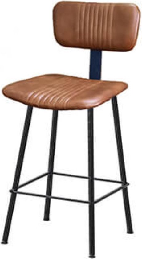 Barkrukken  - set van 2 - leren stoel  - cognac - hoog 100cm