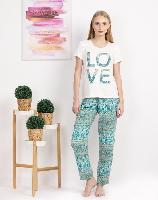 VANILLA - Pyjama femme Love - Deux pièces - Viscose - Blanc cassé - PJ1544 - L