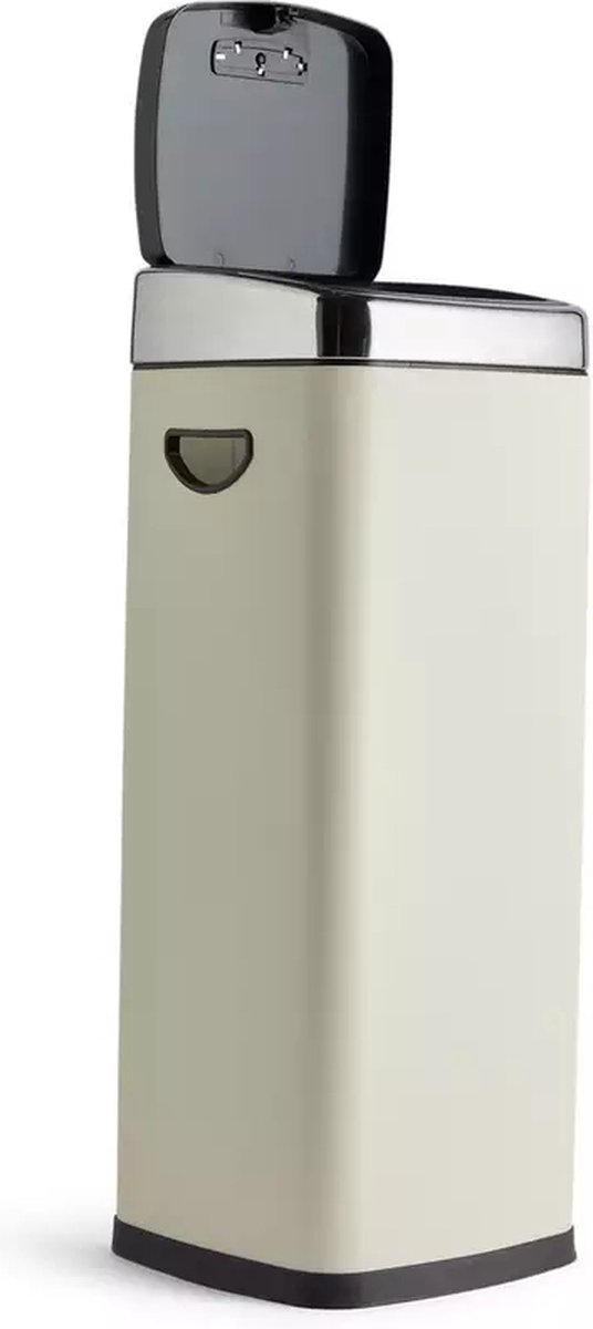 Vuilbak 30 liter vierkante prullenbak met aanraakscherm - crème