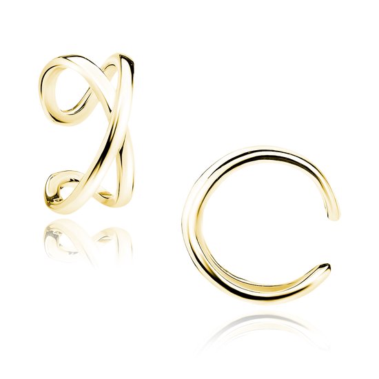 Goldplated earcuff dubbel gekruist - Leuke oorklimmer - Goldplated op 925 sterling zilver