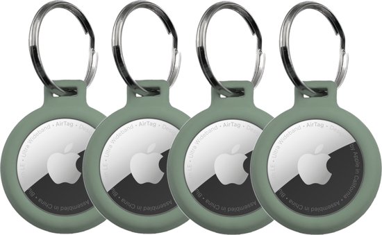 GrijsGroen 4 Pack - Premium materiaal Arnitel®- Sleutelhanger set voor Apple AirTag - Waterdicht optie - Beschermhoes - Laagste prijs garantie - Houder voor AirTag - In-huis productie - AirTag-compatibele sleutelhanger