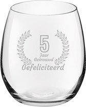 Gegraveerde Drinkglas 39cl Gefeliciteerd 5 jaar getrouwd