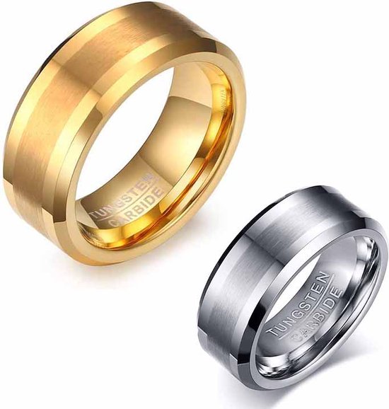 Wolfraam Ring Heren Zilver kleurig - Zeer Zwaar - Tungsten Carbide Ringen Heren Dames - Cadeau voor Man - Mannen Cadeautjes - TrendFox