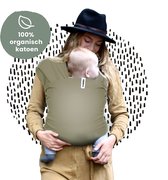 Cuddie Baby Draagdoek - Premium Organic Baby Draagdoek gemaakt van Bio Katoen - Newborns tot 15 kg - Baby Cadeau - Met Wenskaart - Olive