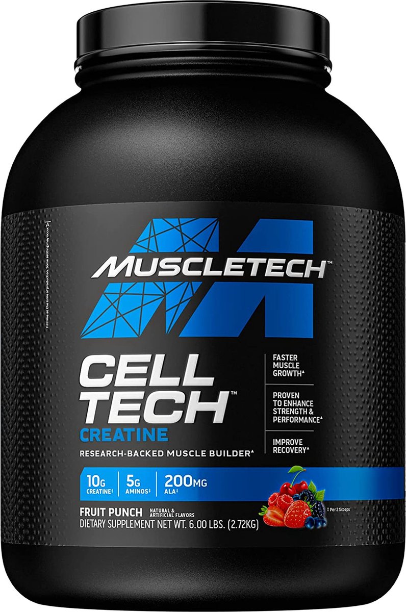 Muscletech CellTech Creatine - Met Toegevoegde Vitamines en Mineralen - Fruit Punch - 2720 gram (55 doseringen)