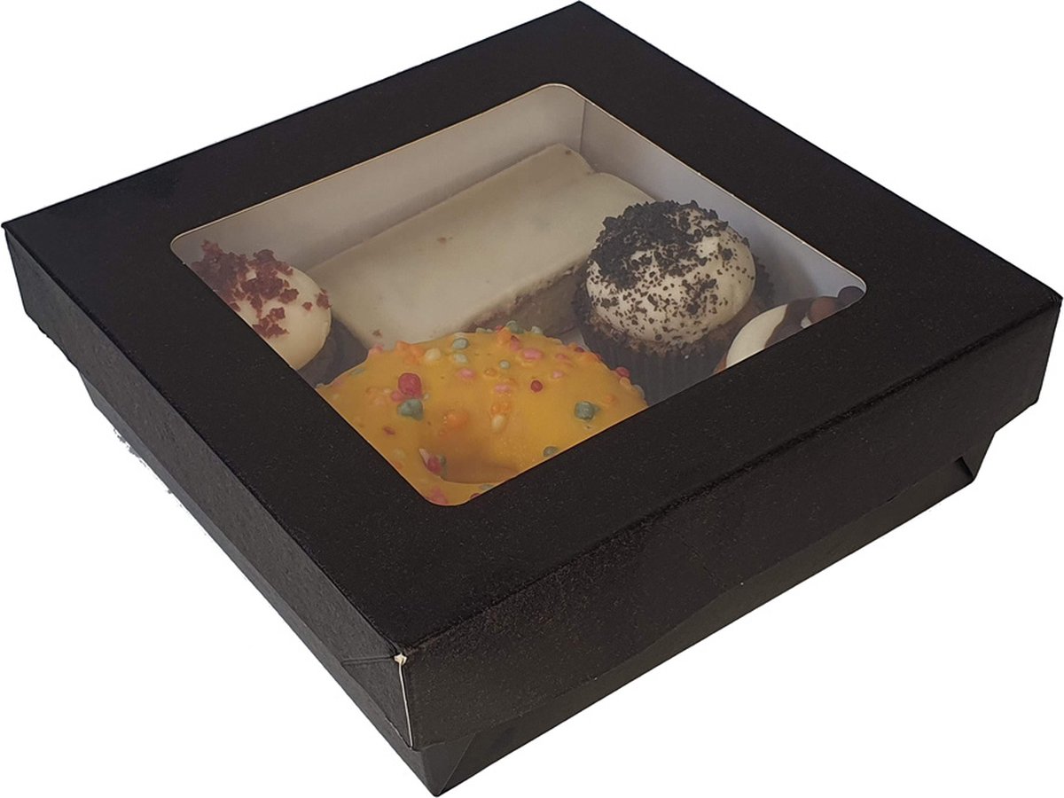 Zwarte sweetsbox - 14 x 14 x 5 cm (per 25 stuks)