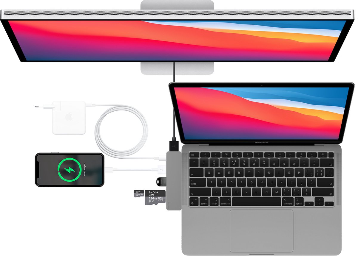iMounts USB-C hub Macbook Air/Pro - HDMI - Thunderbolt 3 - Space Gray thumbnail 3