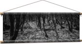 WallClassics - Textielposter - Takken in het Bos Zwart / Wit - 90x30 cm Foto op Textiel