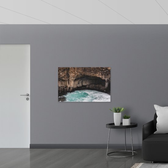 WallClassics - Verre acrylique - Eau de mer sous les rochers - Photo sur verre acrylique 105 x 70 cm (Décoration murale sur acrylique)