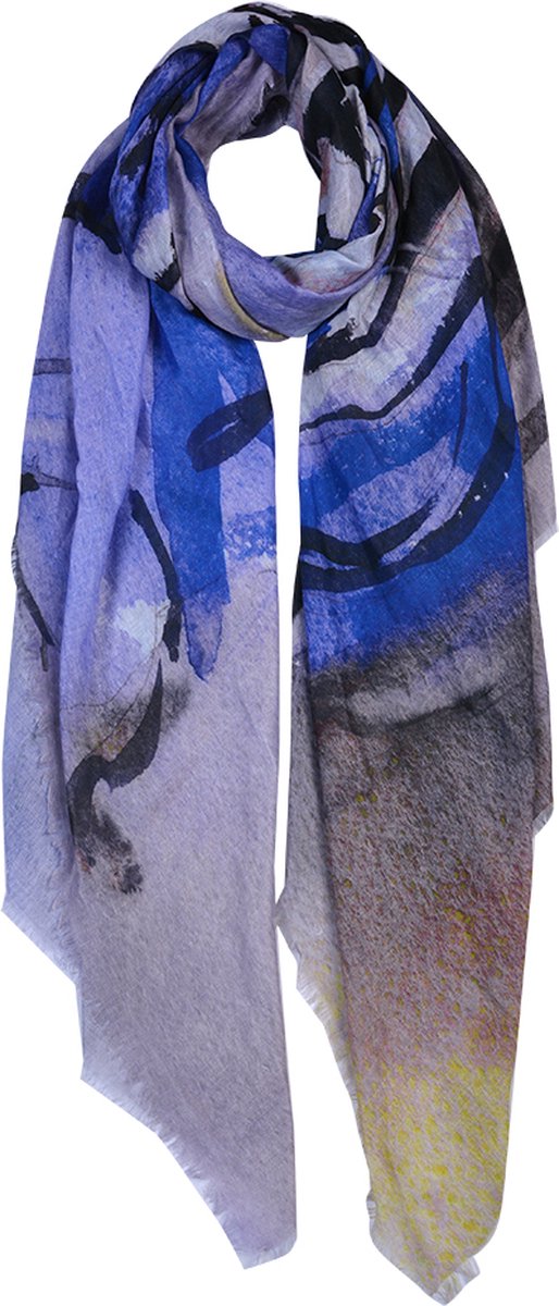 Juleeze Sjaal Dames Print 90x180 cm Blauw Synthetisch Tijger