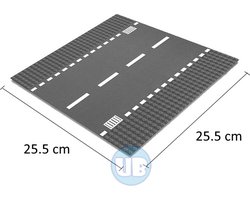 Uniblocks City wegenplaat recht - 25,5 x 25,5 cm | Bouwplaat 32x32 noppen | wegen | stad | city | wegplaat | combineer met Lego bouwplaten | Uniblocks