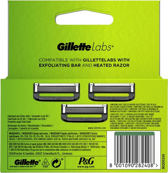 Gillette Navulmesjes Voor GilletteLabs - Exfoliating Bar En Heated Razor - 3 Scheermesjes