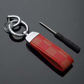 Luxe Sleutelhanger - Rood Patroon met Zilveren Hanger - Dames & Heren Designer Sleutel Hanger - Keychain Mode Cadeau - Fashion Auto Accessoires