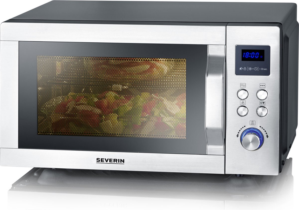 Severin MW 7777 Combi magnetron – Glazen Bodem zonder Draaiplateau – Ultra-Hetelucht tot 230 °C - 25 Liter - RVS — afbeelding 7