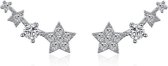 Earcuff Stars | Stud Oorbellen Ster | 20 x 6 mm | Zilverkleurig | Fashion Favorite