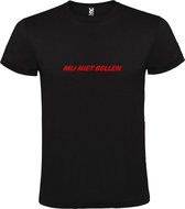 Zwart T-Shirt met “ Mij Niet Bellen “ tekst Rood Size M