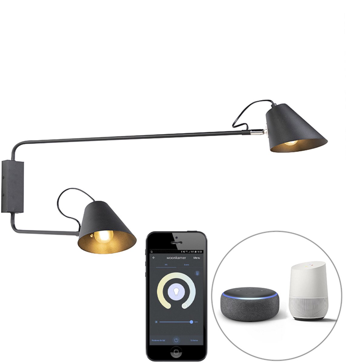 Moderne buiten wandlamp zwart incl. LED 2-lichts IP54 - Mal