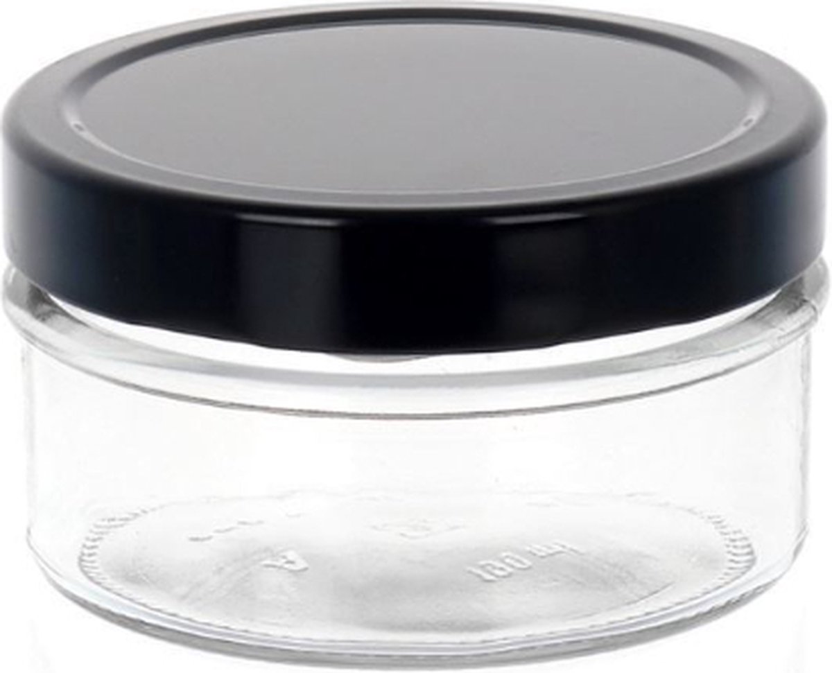 Ornina - Luxe 190ml ronde potje van glas - voorraadpotten - platte