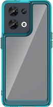 Mobigear Hoesje geschikt voor OPPO Reno 8 5G Telefoonhoesje Hardcase | Mobigear Crystal Backcover | Reno 8 5G Case | Back Cover - Transparant / Turquoise